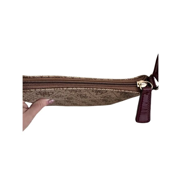 Guess Crossbody Bag With Monogram Logo Print Zip Closure & Adjustable Strap Tan - Picture 6 of 12